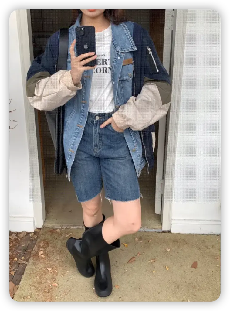 CJ-5811 Patchwork Retro Washed Denim Jacket – Fake Two-Piece Design