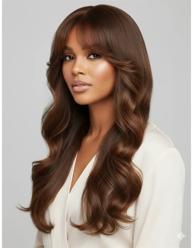 2049A Middle Part Long Wig (Natural Bangs Style)